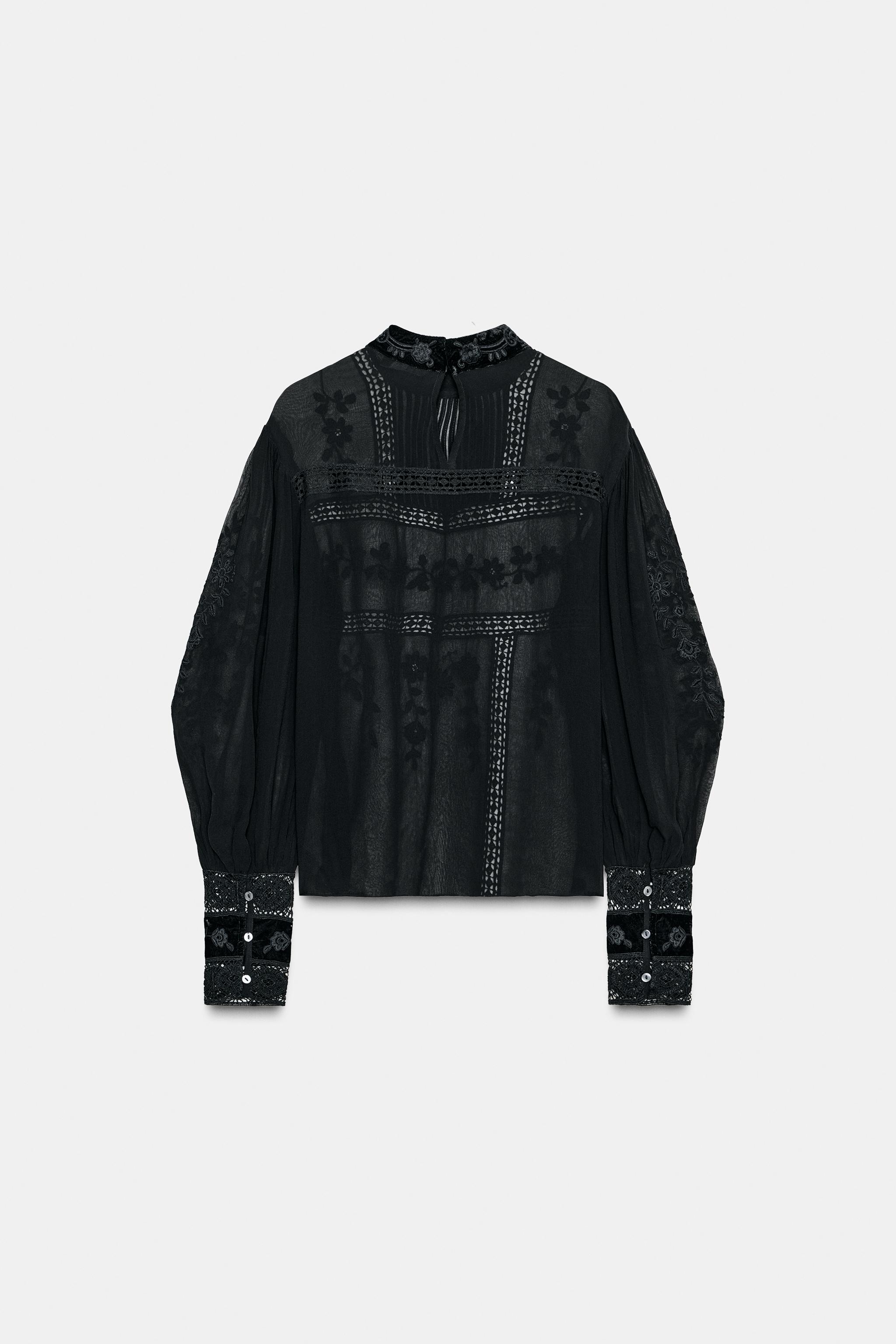 VELVET LADDER TRIM BLOUSE ZW COLLECTION